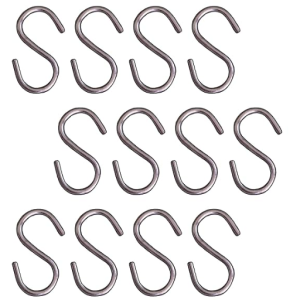 12 Pack 2.5 inch Stainless Steel Small S Hooks Heavy Duty Hook for Kitchen Cutlery Hanging, Closet, Pan, Pot Hanging, S Hook Highly Recommended for General USE (Pack of 12)