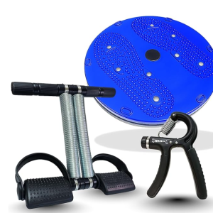 Complete Home Gym Kit All Age Groups | Complete Home Gym Equipment Set - Abs at Home with Grip Strengthener and Strength Builder (Tummy Trimmer + Hand Gripper 60 kg + Tummy Twister)