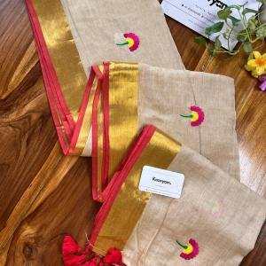 Beautiful Golden Zari Border Soft Mul Cotton Saree