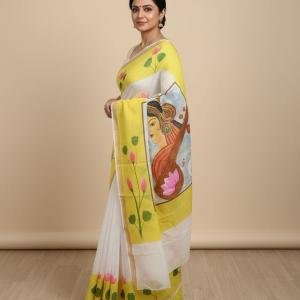 Kerala Hand Painted Saree with Blouse