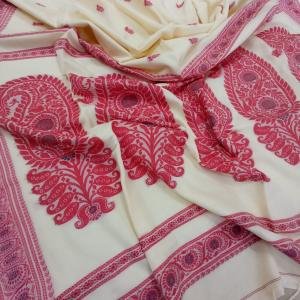 Heritage Cream & Maroon Handwoven Baluchari Saree in Premium Cotton Maslight with Blouse Piece