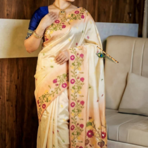 ༺꧁ TASAR WITH IKKAT WORK ꧂༻ WITH BLOUSE PISES