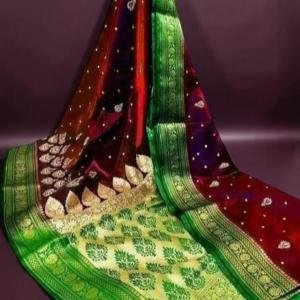 Banarasi Satin Silk Saree Small buti embroidery saree
