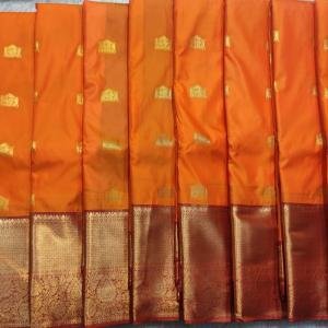 Orange  Dharmavaram Butterfly Silk Saree