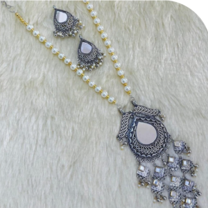 Silver Beaded Necklace Set