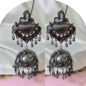 Black Polished Moti Pearl Jhumki Earrings