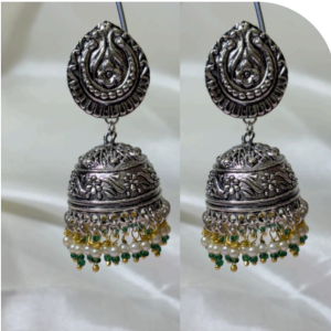Ethnic Collection silver Jhumki Earrings for Women