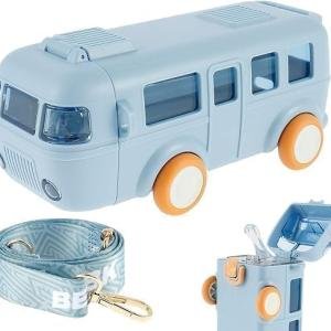 Bus Water Bottle For Kids With Strap, Sipper, & Straw | Leakproof, Bpa Free With Lock, 500 Ml  Tritan Water Bottle For School Kids