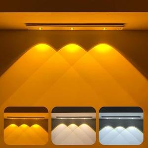 Plastic 40cm Motion Sensor Under Cabinet LED, 1200mAh Battery, Dimmable USB Rechargeable Closet Lamp, Wireless Stick-On for Wardrobe, Kitchen, Stairs