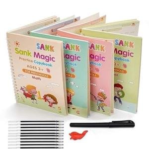 SHNMN Sank Magic Practice Copybook,Preschoolers with Pen, Magic calligraphy books for kids Reusable Writing Tool
