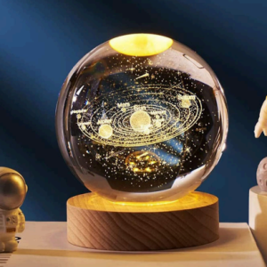 Toy Imagine 3D Crystal Ball Night Lamp, Moon & Galaxy Theme Bedroom Décor Light