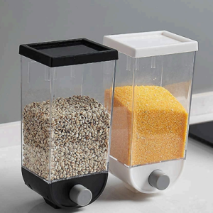 Plastic Kitchen Push Button Storage Container for Beans, Grain, Dry Food, Snacks ,Nuts, Oatmeal and Candy Storage Dispenser, Punch Free Press Type Storage Tank, Push