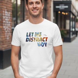 Elegant Sleek Round Neck Let Distract you Front Print Solid Coloured Men's T-shirt (Pure Cotton)