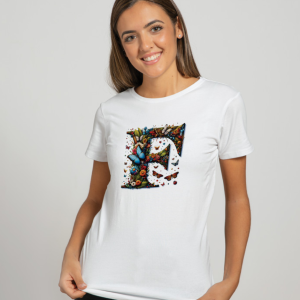 BINAYAK Cotton Printed Regular Round Neck White