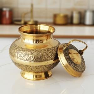 Brass Gangajali No. 4 – Sacred Water Vessel for Rituals