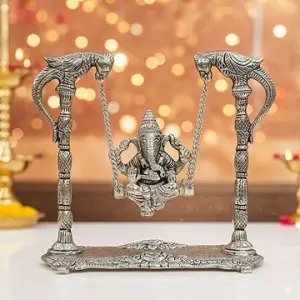 Aluminium Showpiece Ganesh Jhula Silver
