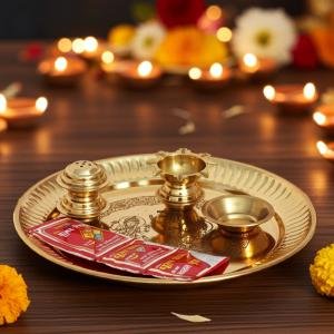 Brass Pooja Thali Set Iching