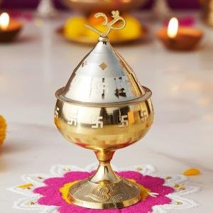 Brass Table Decor Oil Lamp Om Pakija Deepak  - Handcrafted Deepak for Home Décor,