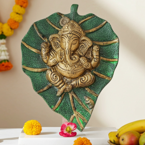 Aluminium  Showpiece Ganesh Patta Small Green