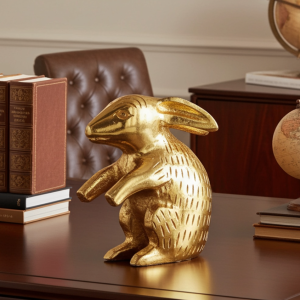 Aluminium Showpiece Rabbit Small Gold Statue