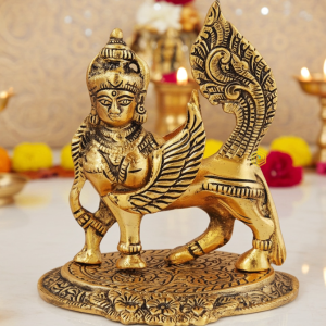 Aluminium Kamdhenu Cow Statue – Divine Silver Showpiece, Height : 5.5 Inch