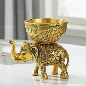 Aluminium Showpiece Elephant Bowl, Height : 4.5 Inch