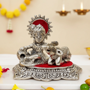 Aluminium Showpiece Krishan Ji With Calf Statue