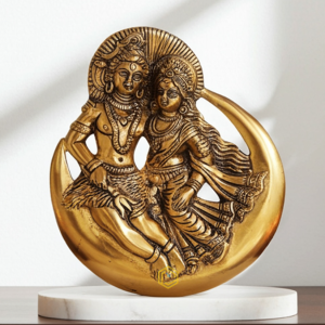 Aluminum Wall Hanging Shiv Parvati Idol With Moon – Decorative Home Showpiece
