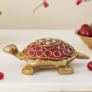 Brass Showpiece Red Tortoise, Turtle