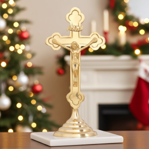 Brass Decorative Showpiece Jesus On Cross – Religious Wall Hanging Crucifix Idol