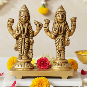 Brass Vishnu Laxmi Ji Idol Statue – Divine Temple Decor