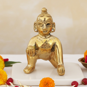 Brass Laddu Gopal Idol Statue – Divine Brass Krishna Murti