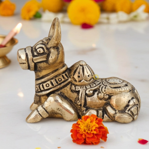 Brass Showpiece Nandi God Idol Statue – Sacred Pooja Décor