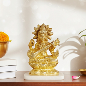 Brass Sarasvati Mata Idol – Premium Puja Room Statue