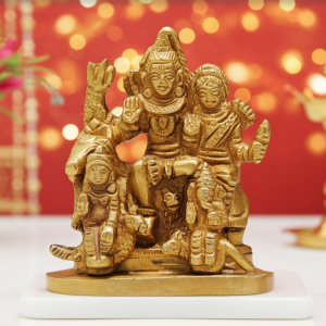 Brass Shiv Parivar Small Idol – Compact Home Temple Murti