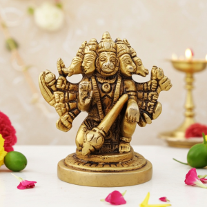 Brass Panchmukhi Hanuman Ji God Idol Statue – Devotional Showpiece