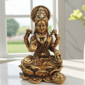 Brass Showpiece Laxmi Ji God Idol Statue, Made From Machine
