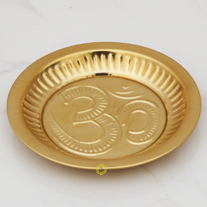 Brass Puja Plate With Om Symbol No. 5