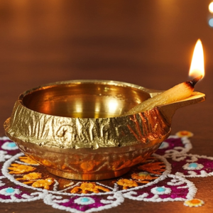 Brass Table Decor Oil Lamp Kuber Deepak  - Wealth Attracting Oil Lamp for Temple