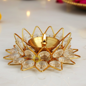 Brass Fancy Bowl Crystal Deepak No. 2