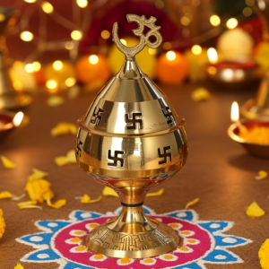 Brass Table Decor Oil Lamp Om Pakija Deepak  - Artistic Swan Shape Diya for Home