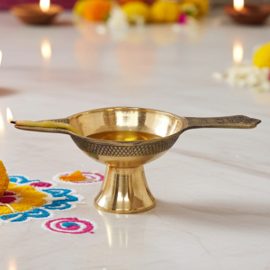 Brass Table Decor Oil Lamp Deepak No. 5  - Extra Large Brass Diya for Festivals