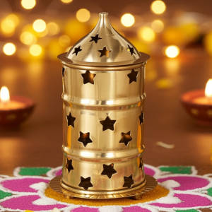 Brass Table Decor Oil Lamp, Deepak  - Artistic Hanging Lamp for Puja Room