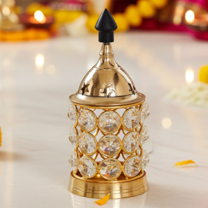 Brass Table Decor Oil Lamp Deep Jyoti No. 1  - Small Brass Oil Lamp for Daily Puja