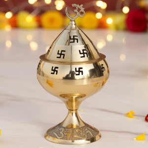 Brass Table Decor Oil Lamp Om Pakija Deepak  - Classic Deepak for Puja Mandir