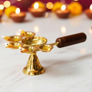 Brass Wooden Panch Arti No. 3