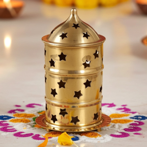 Brass Table Decor Oil Lamp, Deepak No. 2  - Designer Chain Lamp for Lighting