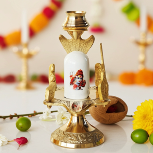 Brass Shiv Parivaar White Stone – Size 2 Family Idol