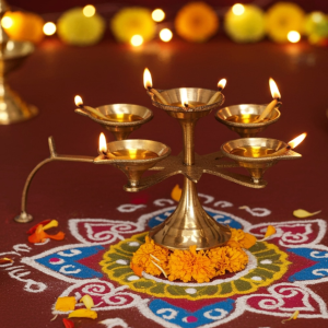 Brass Table Decor Star Deepak, Oil Lamp  - Unique Brass Oil Lamp for Home Décor