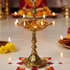 Brass Kerala Fancy Deepak, Oil Lamp No. 3  - Small Brass Diya for Mandir Décor